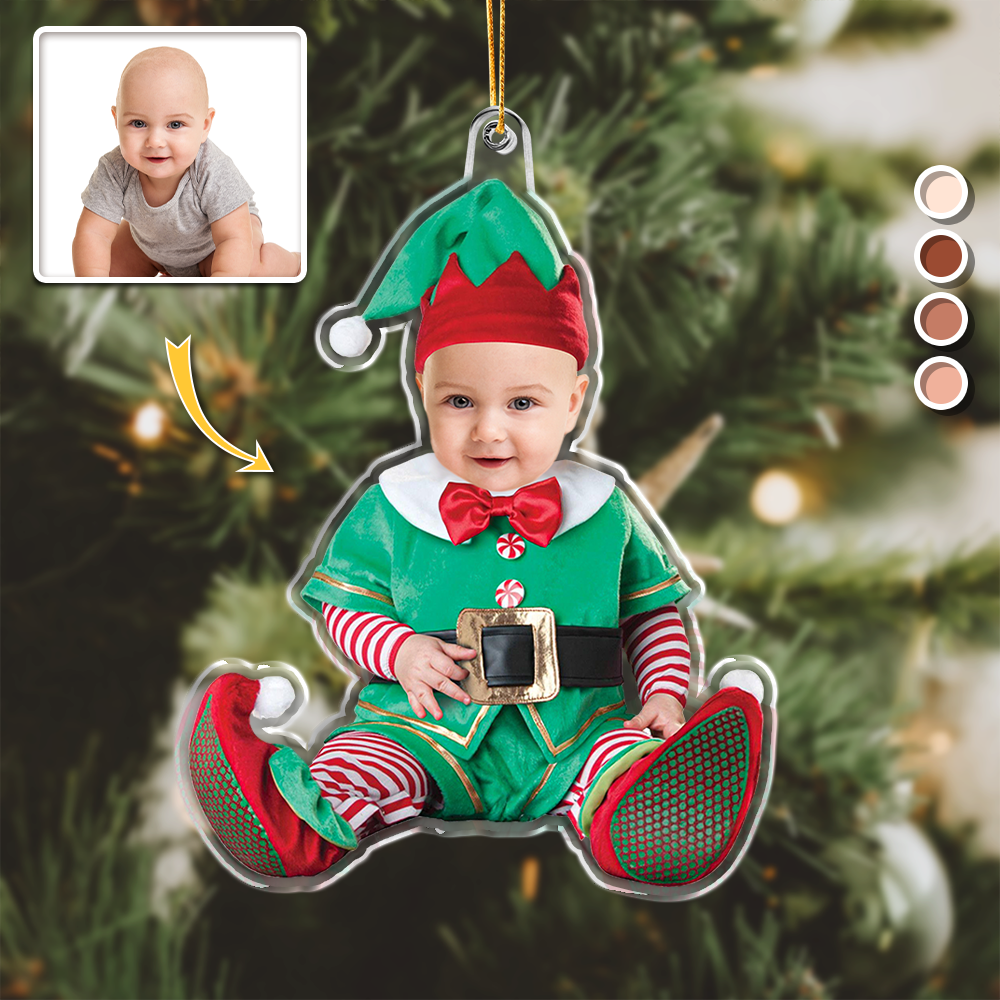 Custom Photo Adorable Newborn Baby Elf Acrylic Ornament HA75 891036
