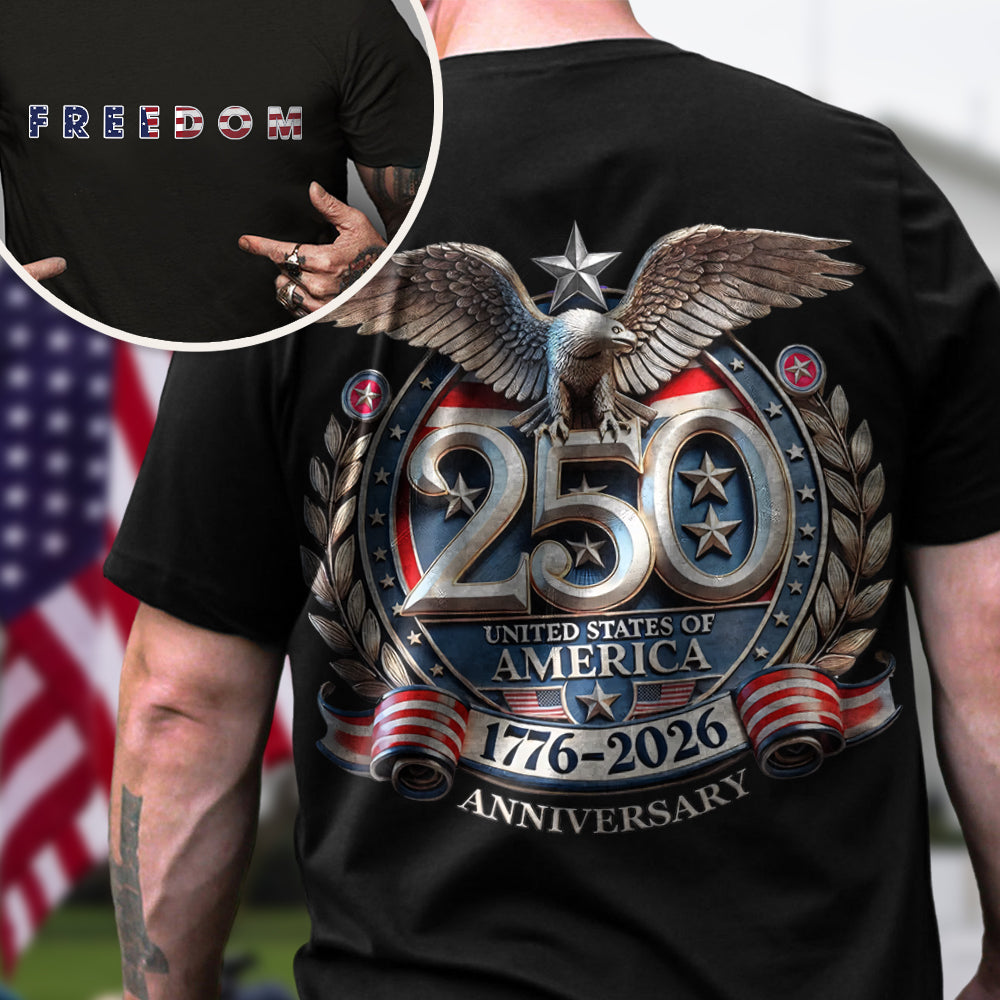 Freedom USA Eagles 250th Anniversary Semiquincentennial Back & Front Dark Shirt LM32 899191
