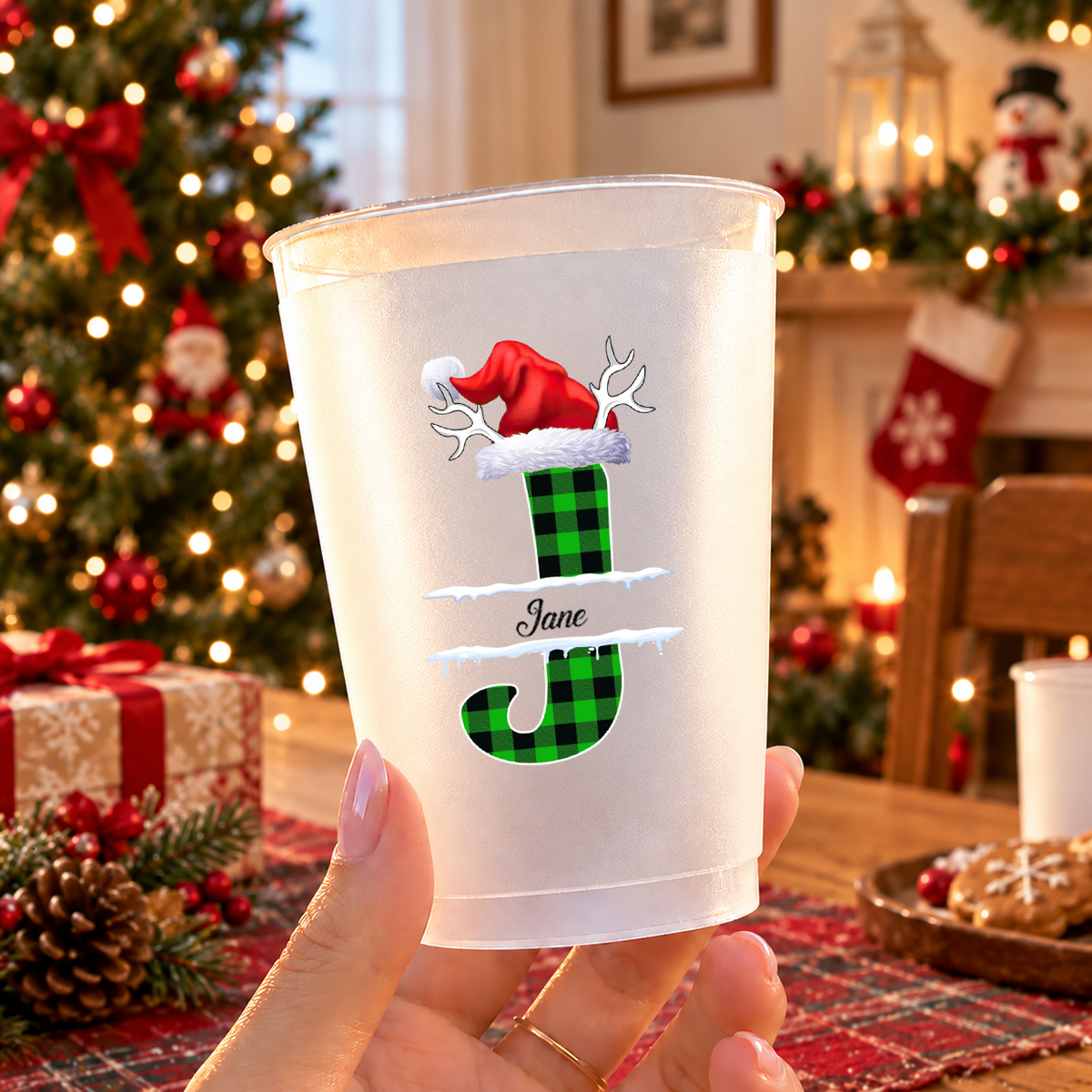 Custom Name Initial Letter Christmas Monogrammed Family Cups TH10 171377