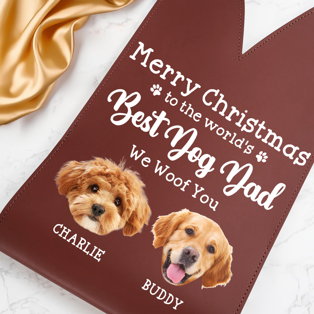 Custom Photo To The World's Best Dog Dad Leather Wine Bag HA75 892910