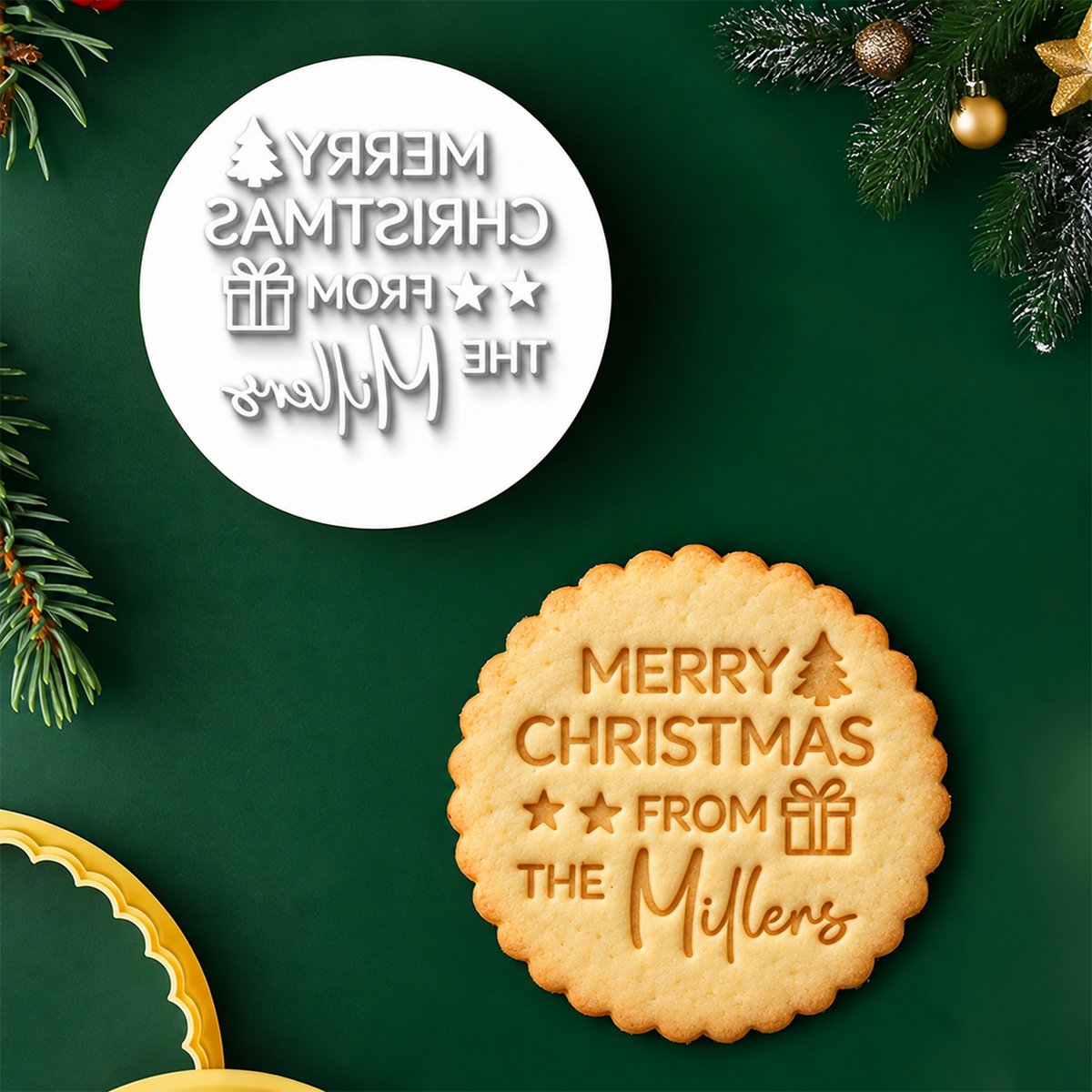 Personalized Name Merry Christmas From Cookie Stamp, Holiday Baker Gift HO82 904110