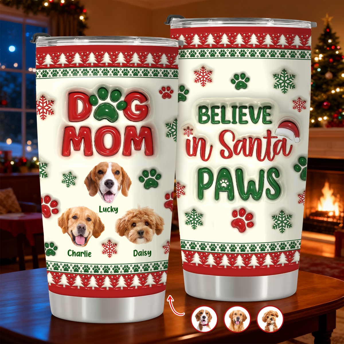 Dog Mom Christmas – Personalized 3D Inflated Effect Tumbler  Gifts For Dog Lovers CH07 896890