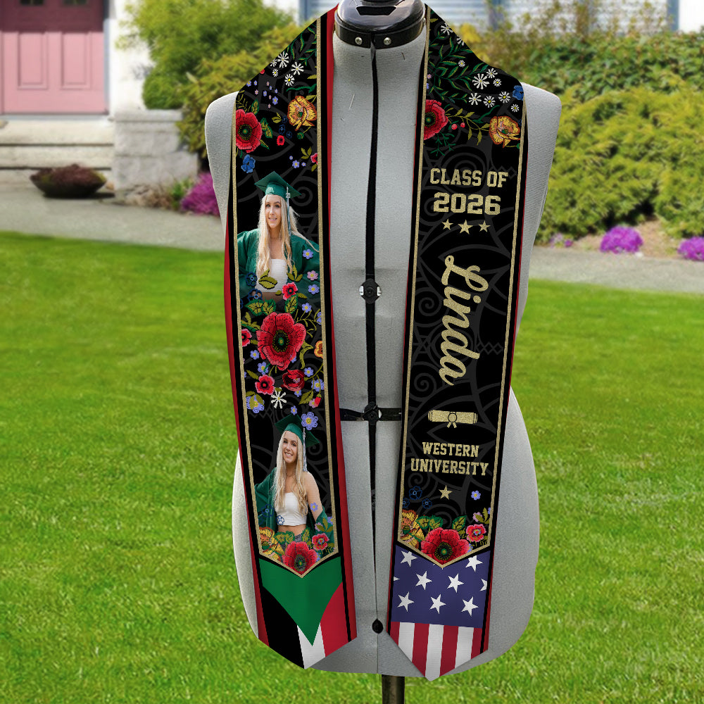 Custom Photo Class of 2026 Country Flag Graduation Stole HA75 898892