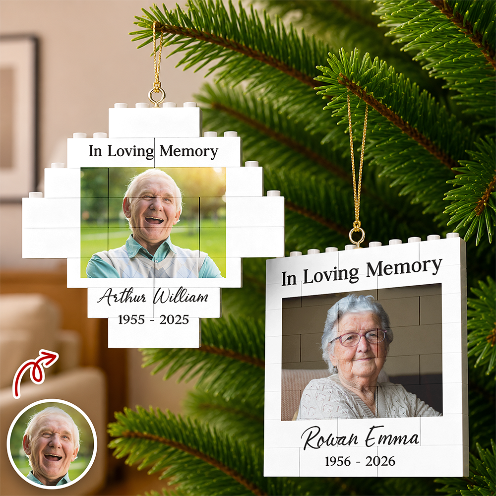 Personalized Memorial Photo In Loving Memory Christmas Building Blocks Ornament CH07 180446