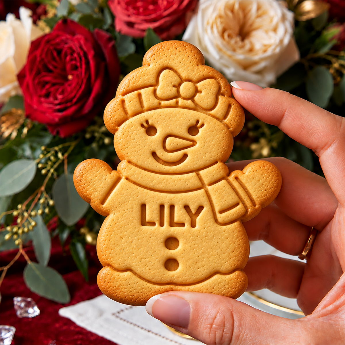 Personalized Name Snowman Family Cookie Stamp, Holiday Baker Gift HO82 904132