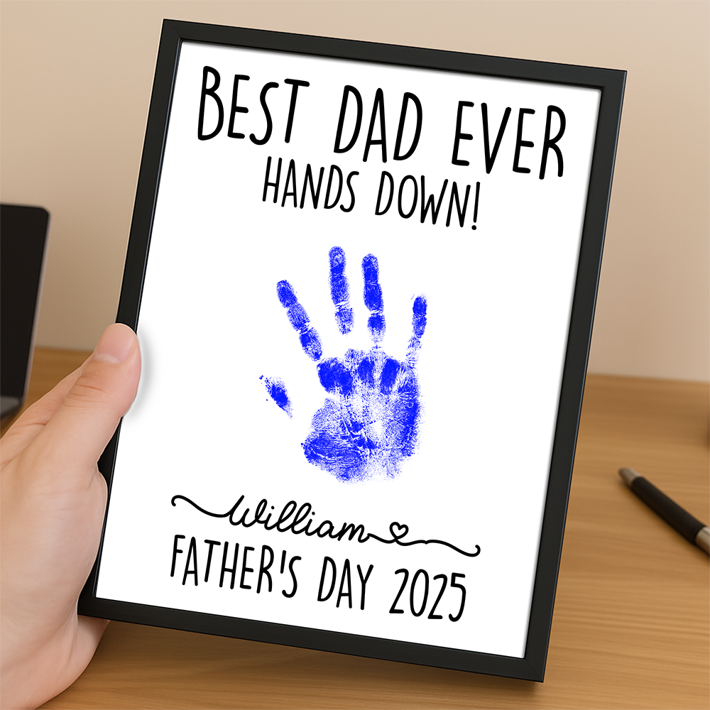 Personalized DIY Handprint Sign - Best Dad Ever Sign Wooden Plaque With Stand TH10 892983
