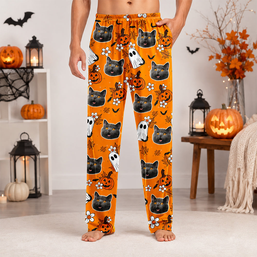 Custom Photo Ghost Pumpkin Halloween Sweatpants HO82 903422