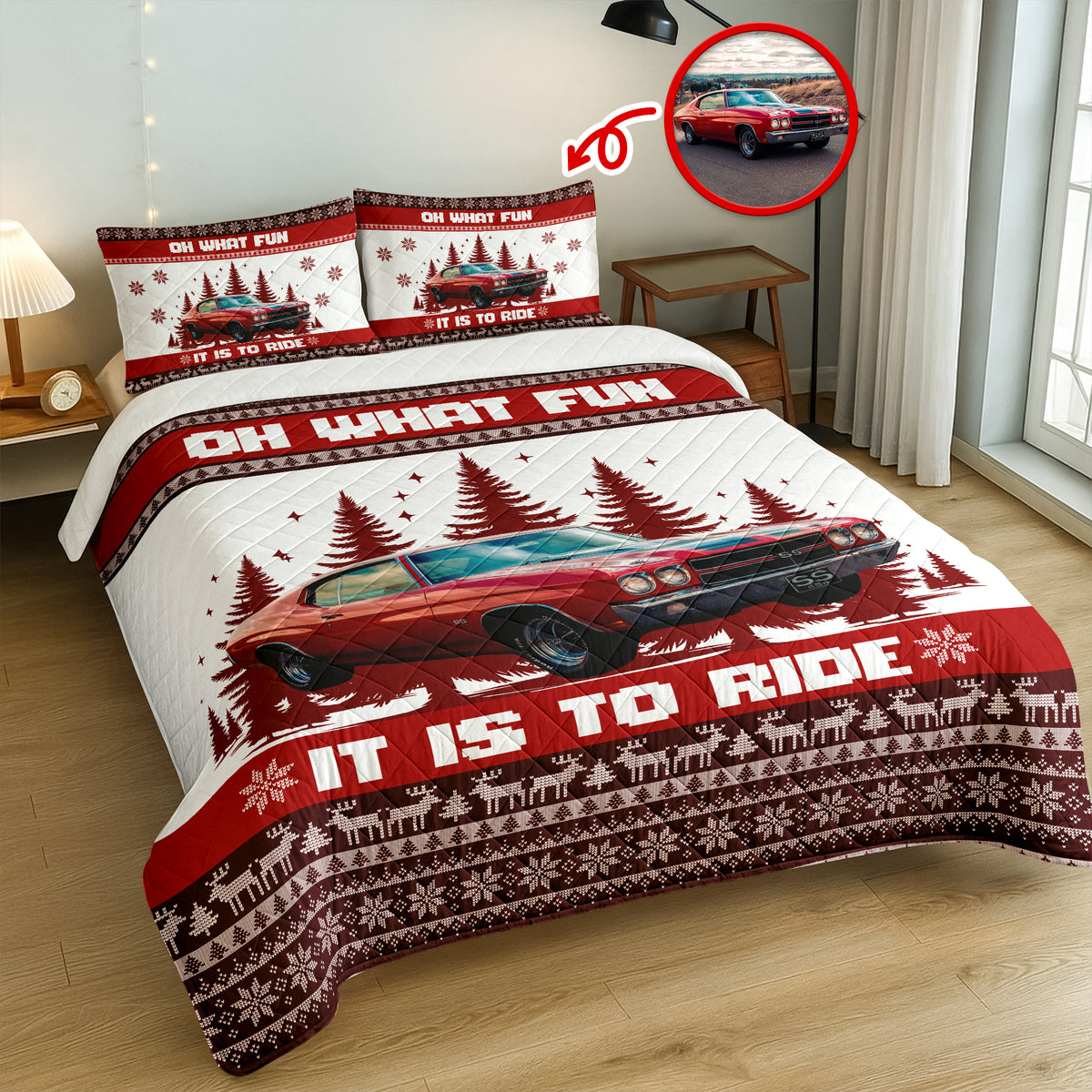 Custom Car Photo Oh What Fun It Is To Ride Quilt Bedding Set For Car Lover CH07 895608