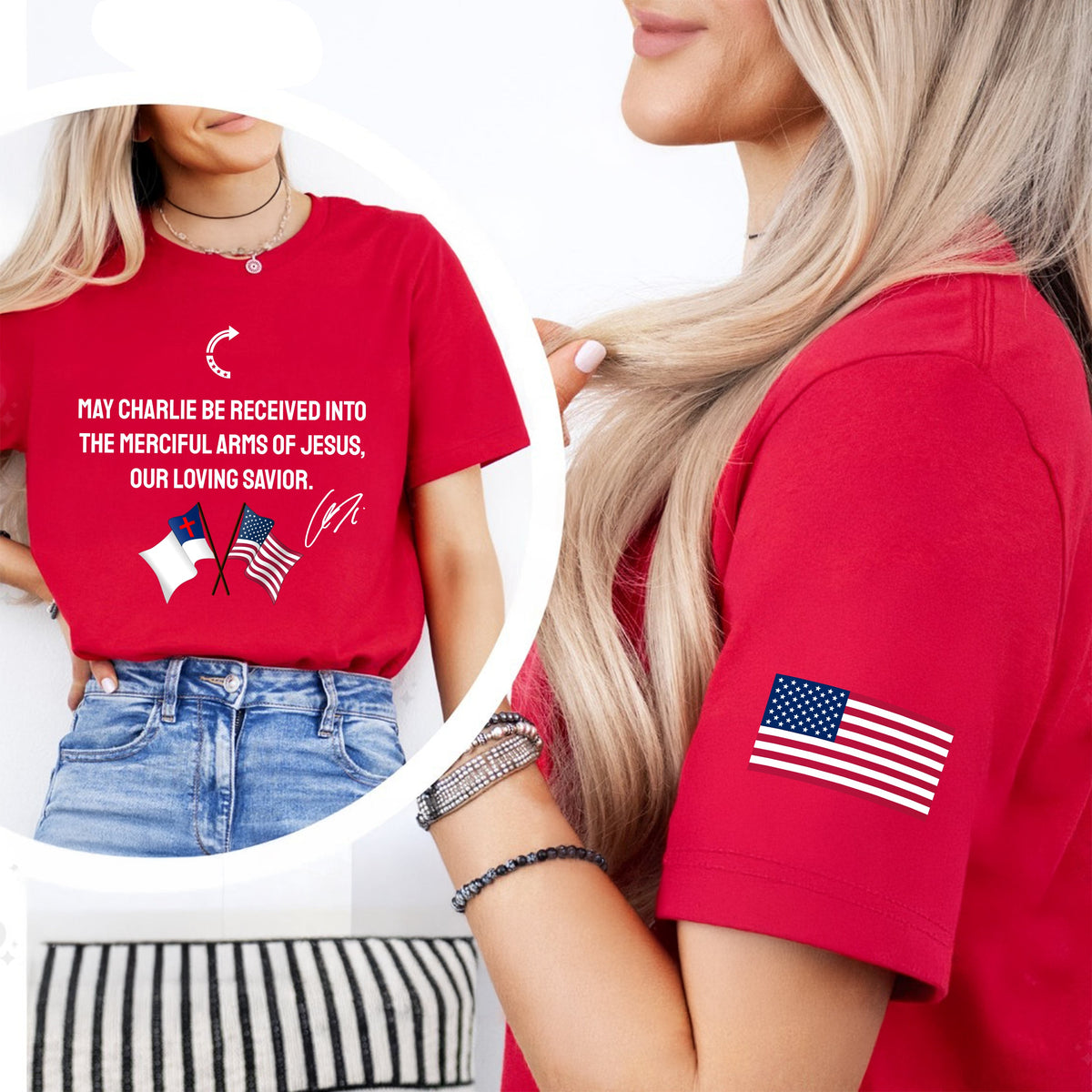 Pray For Charlie Kirk Our Loving Savior Sleeve Tee Shirt LM32 65797