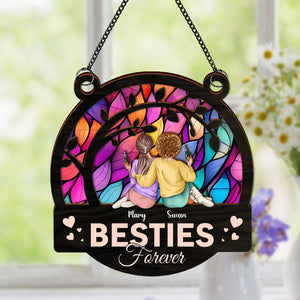 Sisters Forever Christmas Gift For Besties, Sisters Window Hanging Suncatcher Ornament Personalized Gift HO82 893016