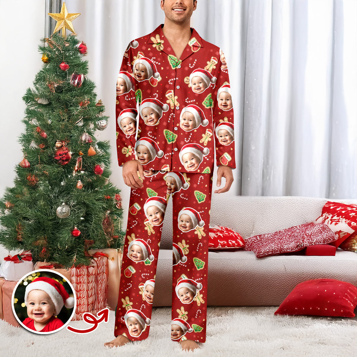 Custom Funny Family Face With Christmas Pattern Pajamas HA75 892792