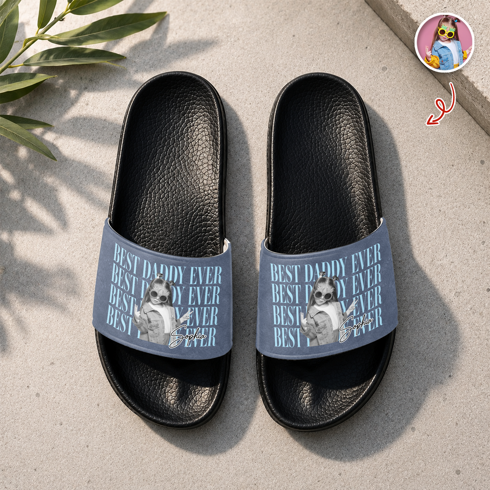 Personalized Vintage Photo Best Dad Mom Ever Slide Sandals CH07 911668