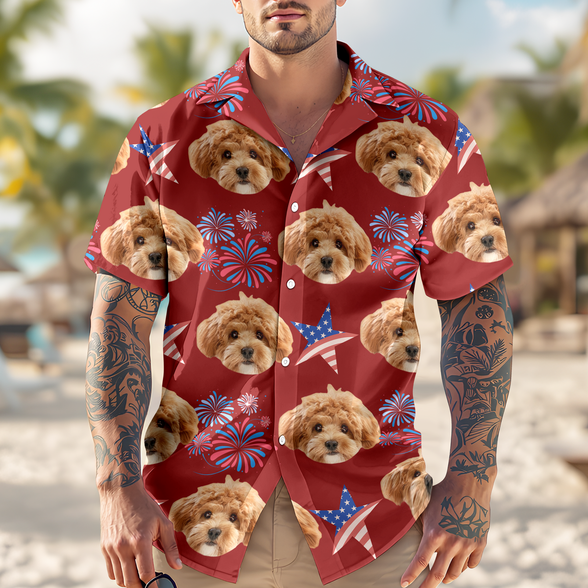 Custom Photo Face Independence Flag Hawaii Shirt CH07 895698