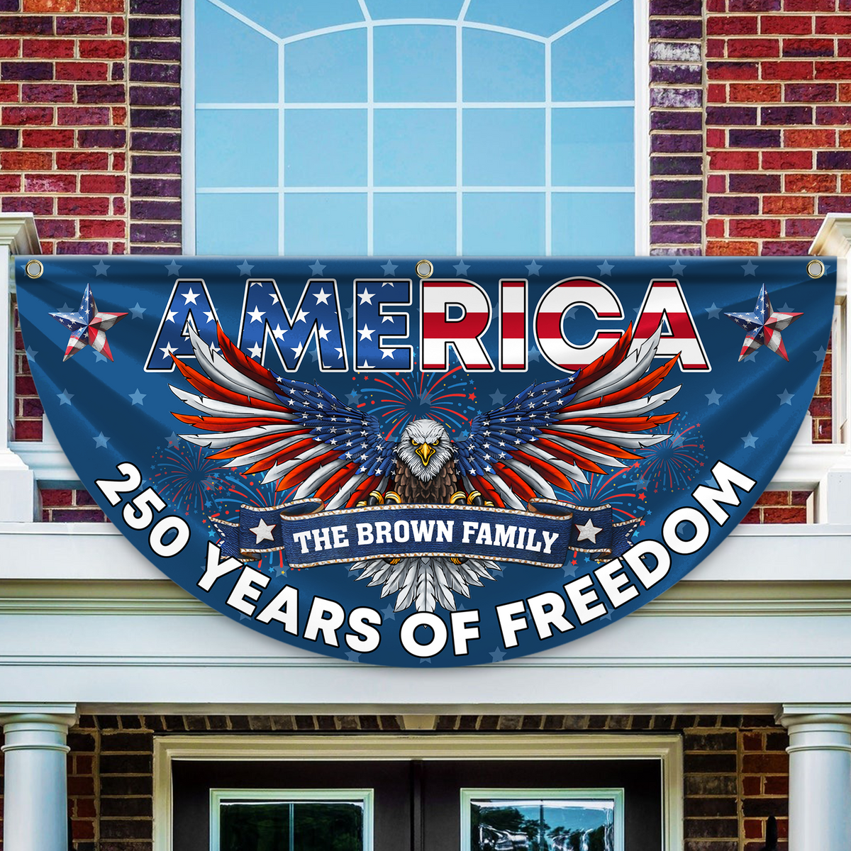 Custom Family Name America 250 Years of Freedom Non-Pleated Fan Flag CH07 910570