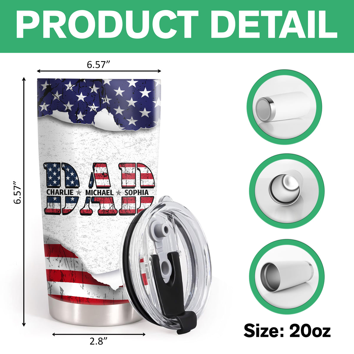 Custom Kid Name With America Dad Tumbler TH10 894035