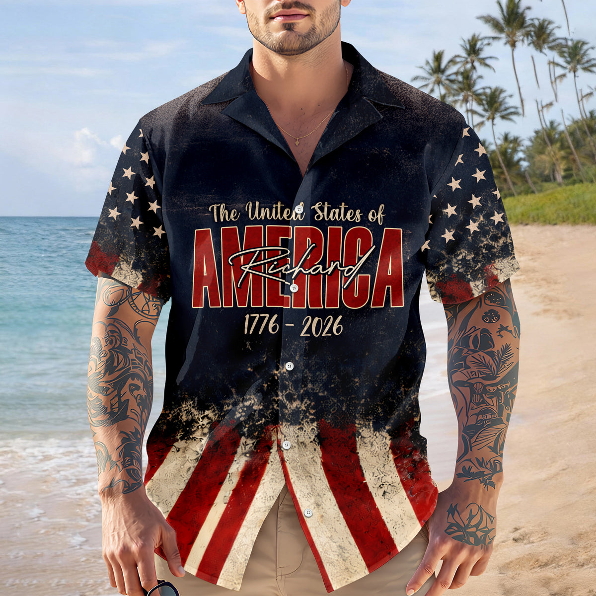 Custom Name God Bless America Eagle 1776–2026 Patriotic Hawaii Shirt LM32 899009