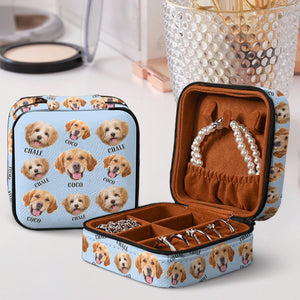 Custom Photo And Name Cute Dogs Flannel Design Jewelry Travel Box HA75 891823