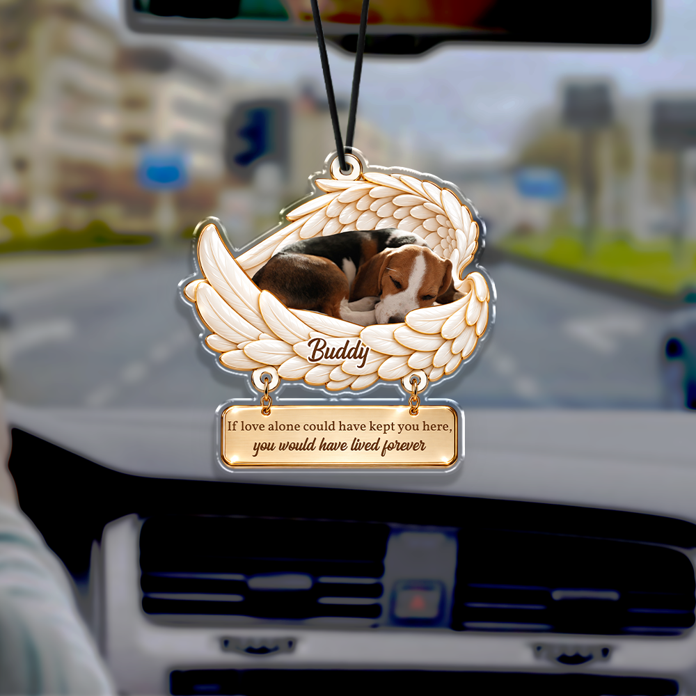 Custom Dog Photo You Left Pawprint on My Heart Memorial Car Hanging, Pet Remembrance Keepsake CH07 180900