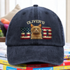 Custom Photo Dog Cat Dad Washed Denim Baseball Cap Ver US Flag Vintage HA75 892530