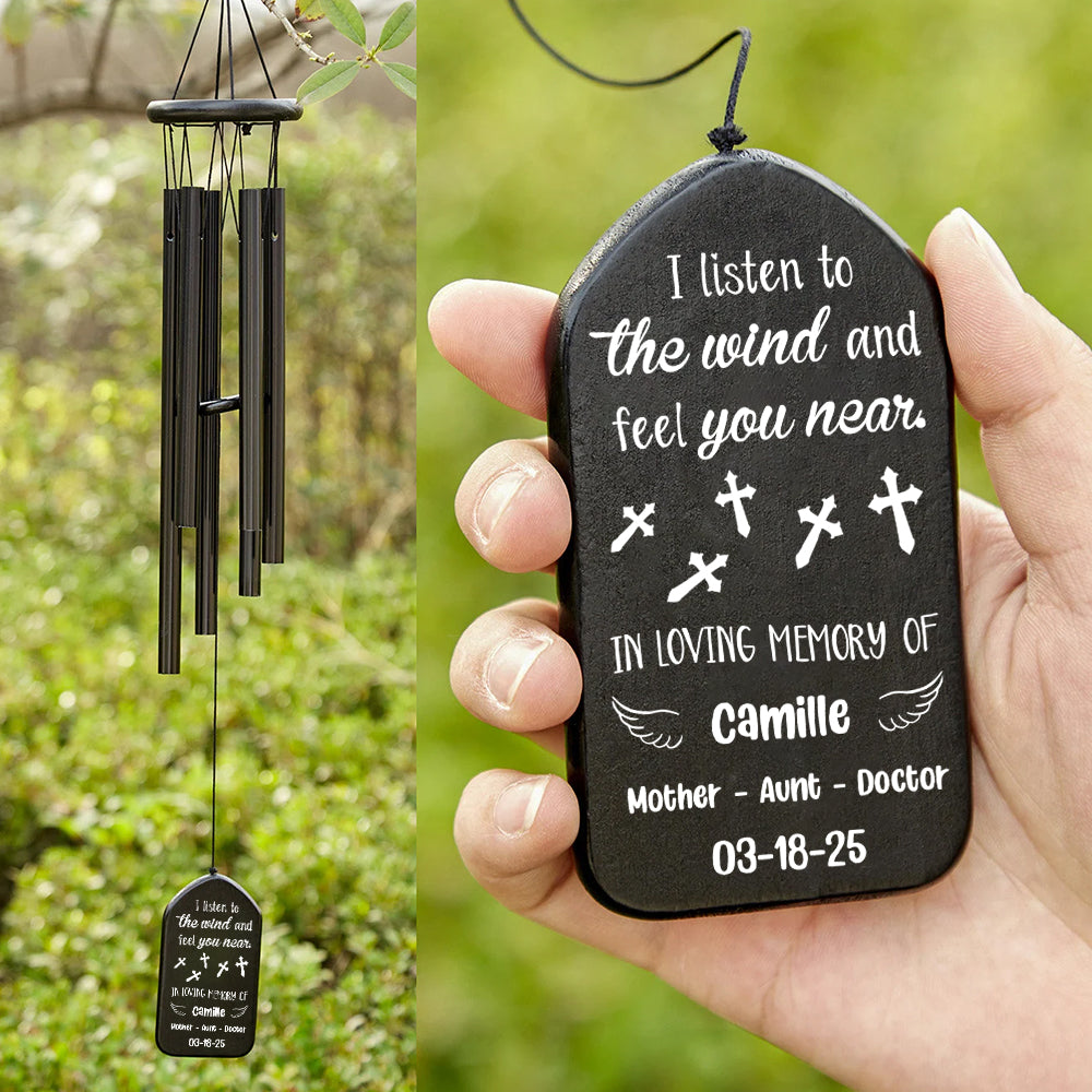I Listen To The Wind And Feel You Near Memorial Wind Chimes Personalized Gift HO82 893552