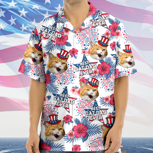 Custom Pet Photo Best Dog Dad Ever - Personalized Independence Day Hawaiian Shirt CH07 895774