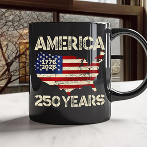 250 Years America Anniversary 250th Independence Day Black Mug HA75 897354