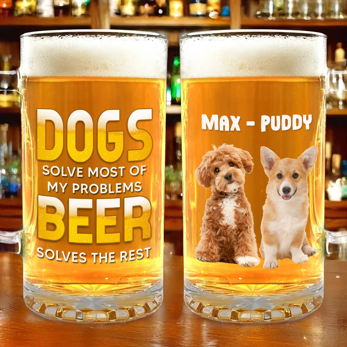 Custom Photo Best Cat And Dog Dad Ever Print Glass Beer Mug HO82 894254