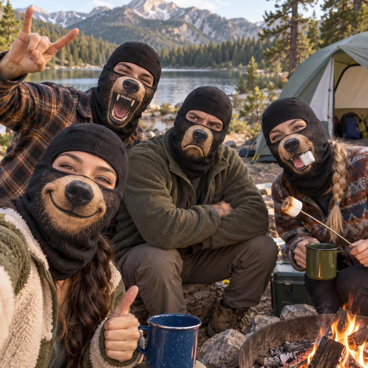 Funny Bear Face 3D Mask, Wildlife Adventure with Friends, Campers LM32 670417