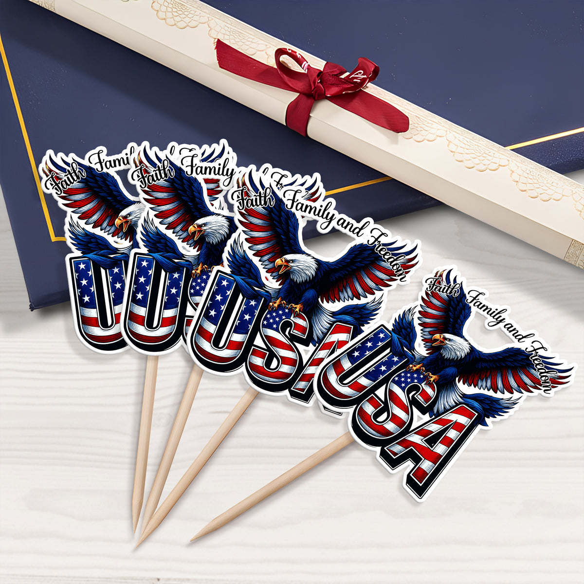 Faith, Family & Freedom America 250 Years Cupcake Topper HA75 898836