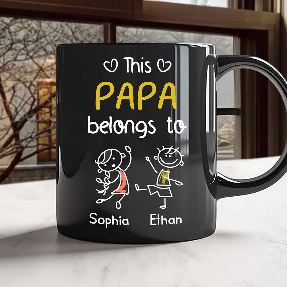 Personalized This Papa Belongs To Us Black Mug Gift For Father’s Day HA75 921444