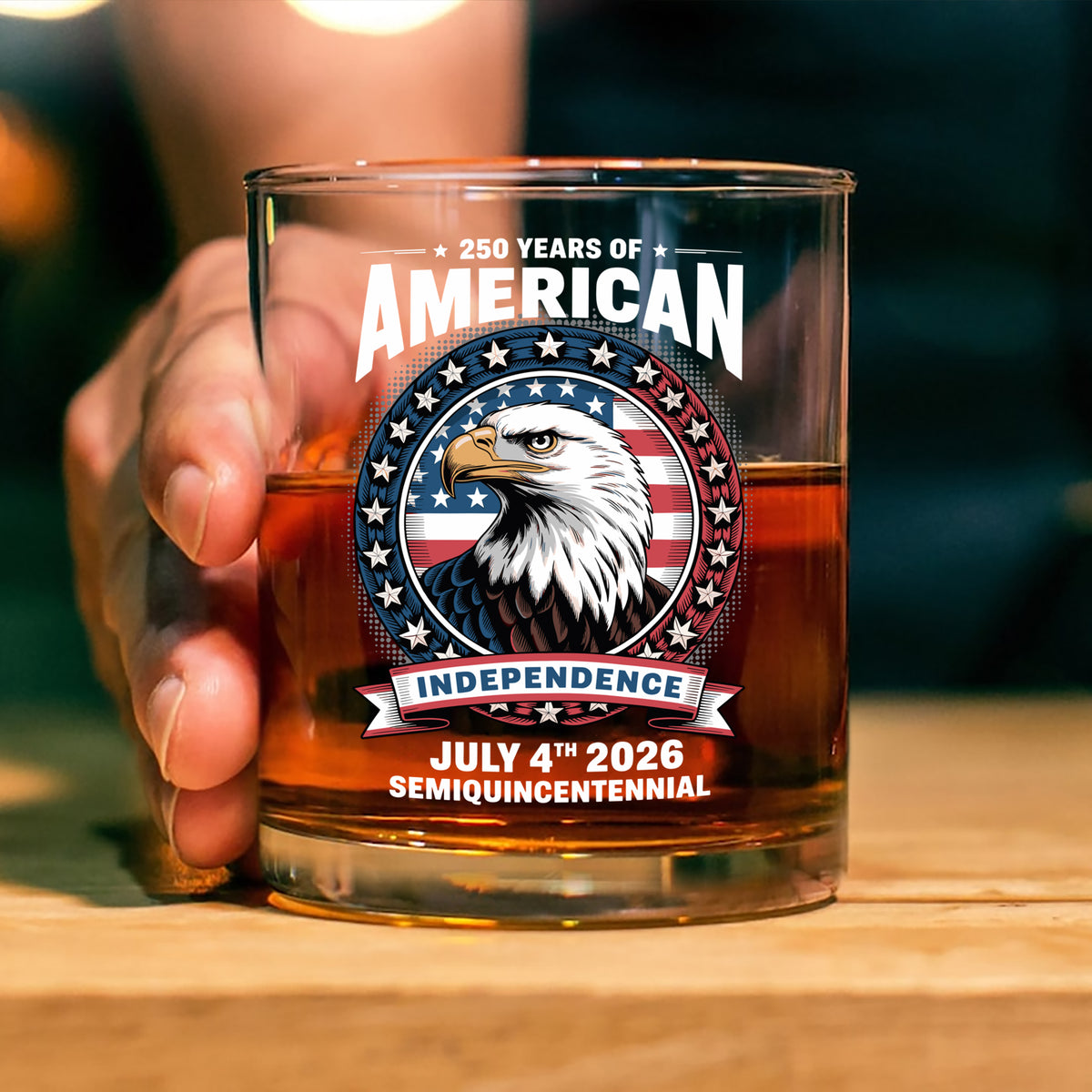 250 Years of America Anniversary Independence Day 2026 Whiskey Glass CH07 896756