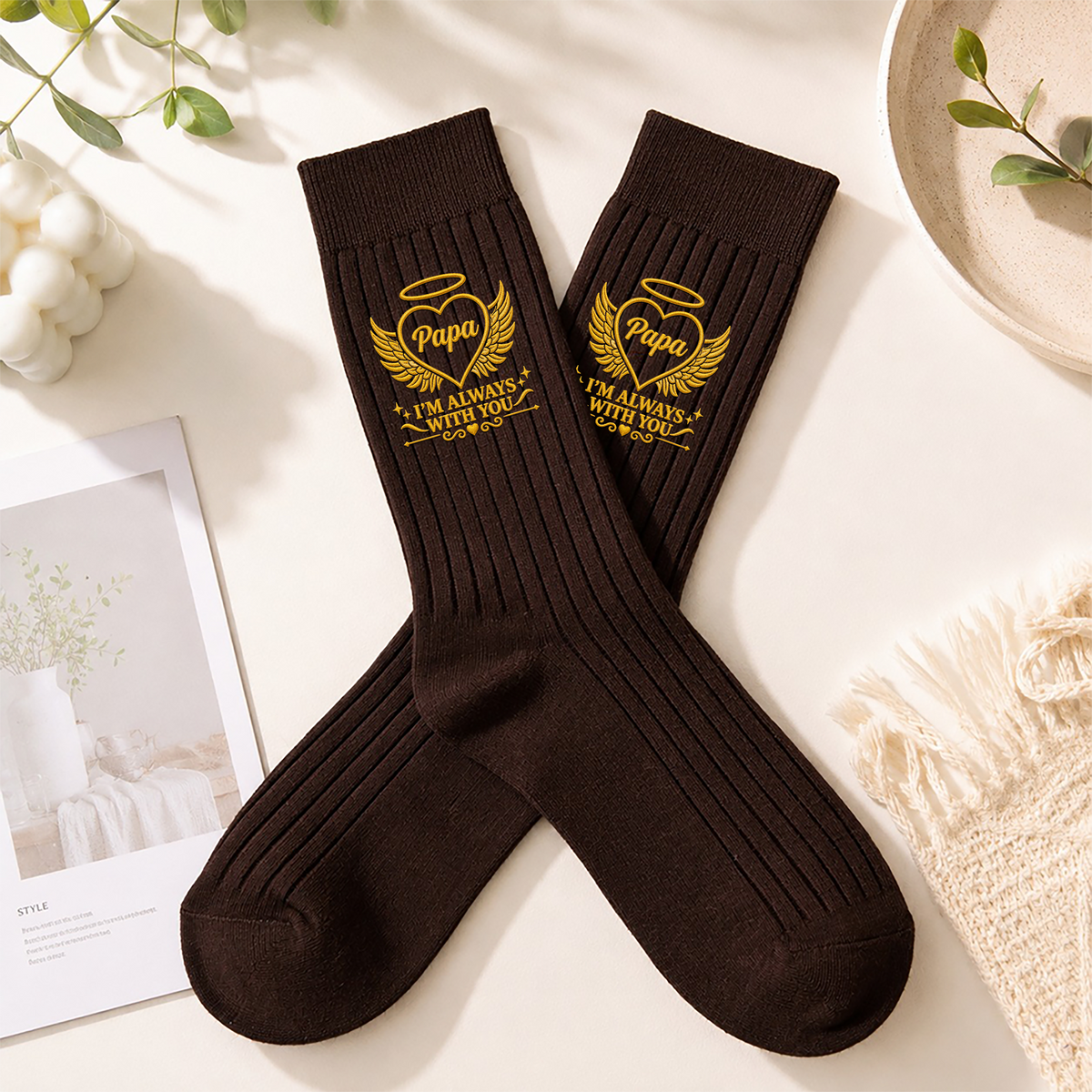 Personalized I’m Always With You Embroidered Socks, Custom Memorial Gift, Comfort Keepsake For Loved Ones TH10 170985