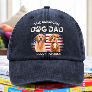 Custom Photo The American Dog Dad Dog Mom Washed Denim Baseball Cap TH10 894115