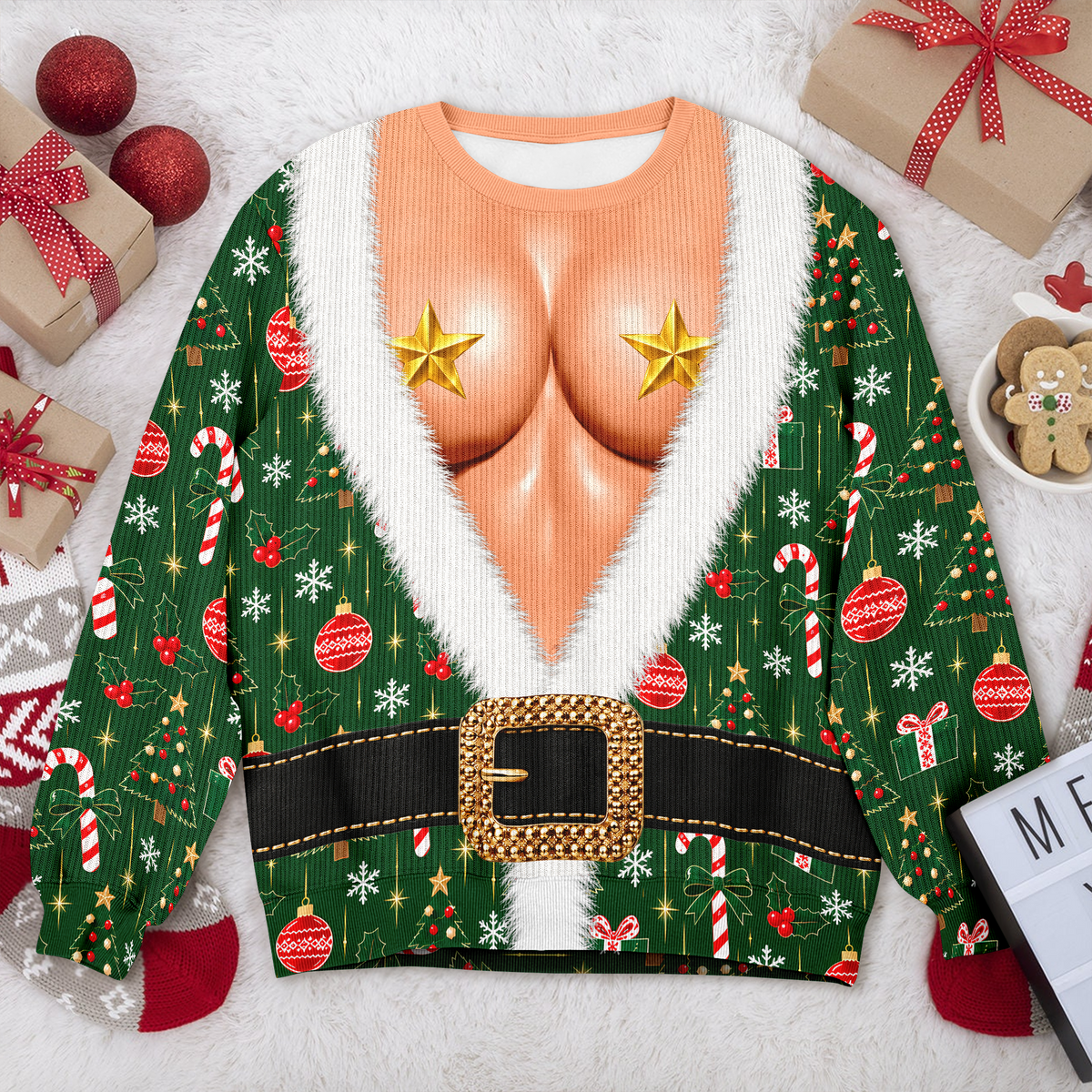 Personalized Funny Hairy Santa Ugly Sweater Christmas Gift For Women LM32 670091