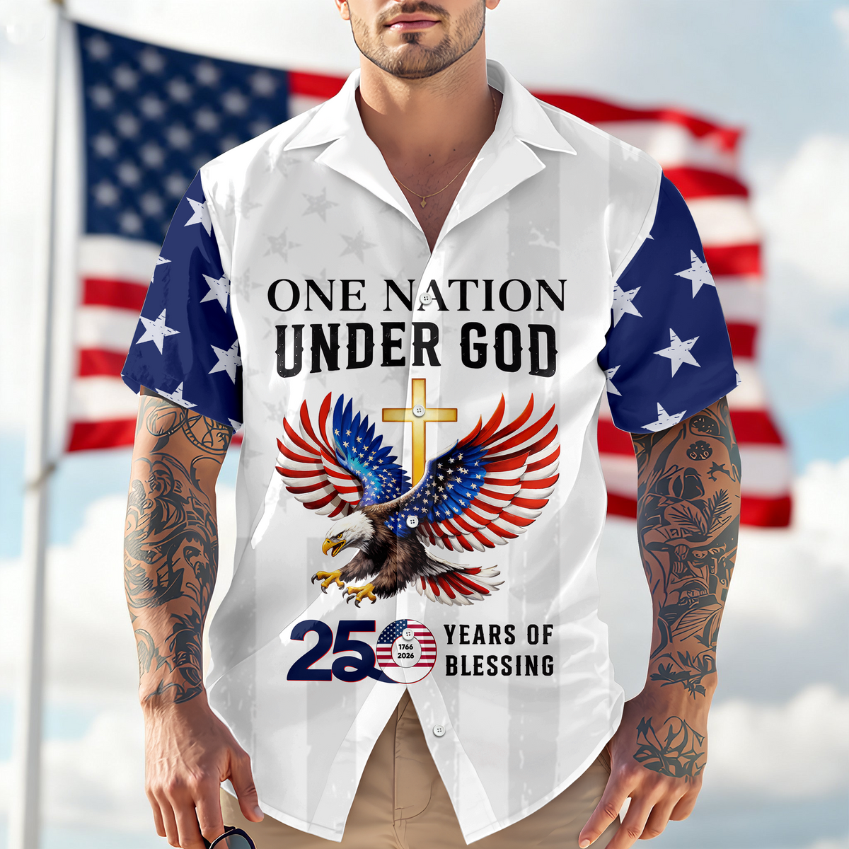 Personalized One Nation Under God America 250th 1776-2026 Hawaii Shirt LM32 899609