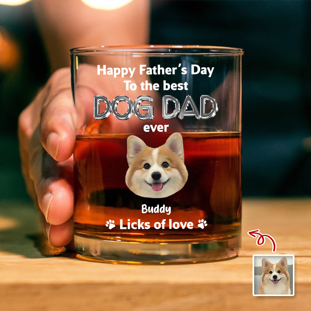 Custom Photo Happy Father's Day To The Best Dog Dad Ever Rock Glass HA75 921388