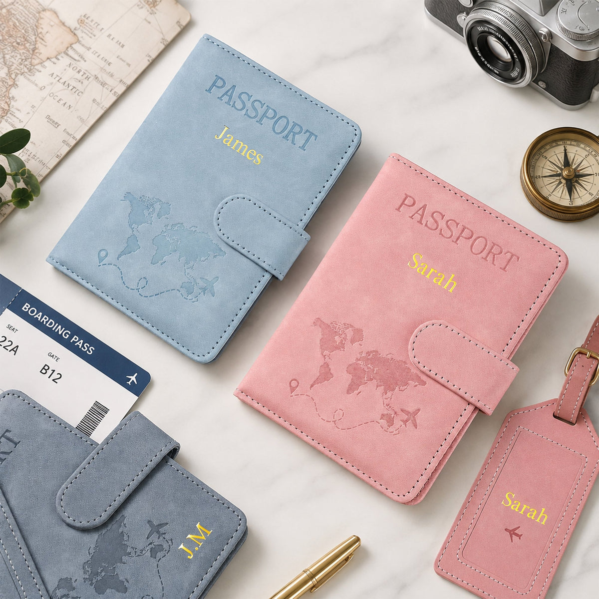Personalized Name Passport Holder & Luggage Tag Set for Travelers, Custom Travel Gift HA75 919086