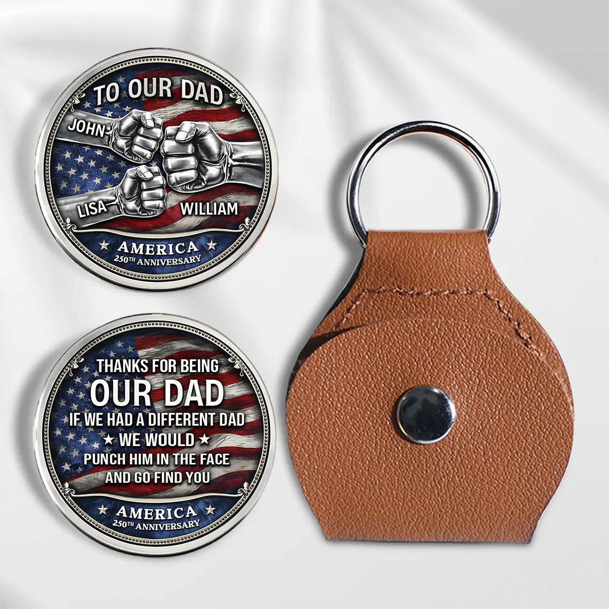 Personalized Name Thank For Being My Dad Pocket Hug - Coin For Father, Patriotic Gift From Son LM32 899267