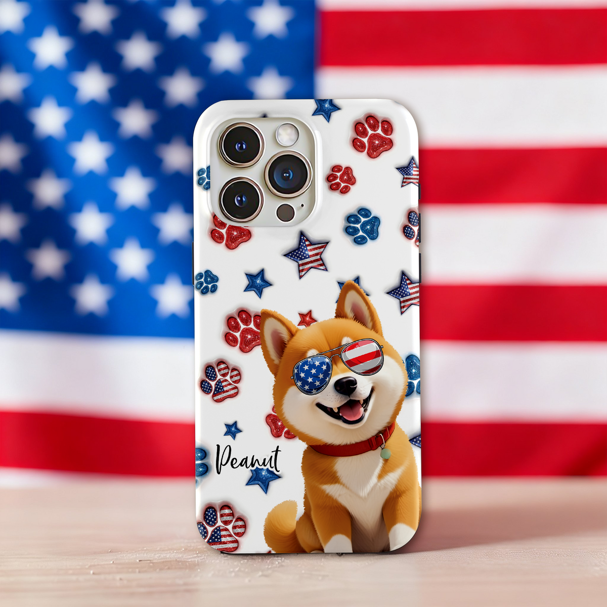 Custom 3D Dog US Flag Personalized Phone Case HA75 920320