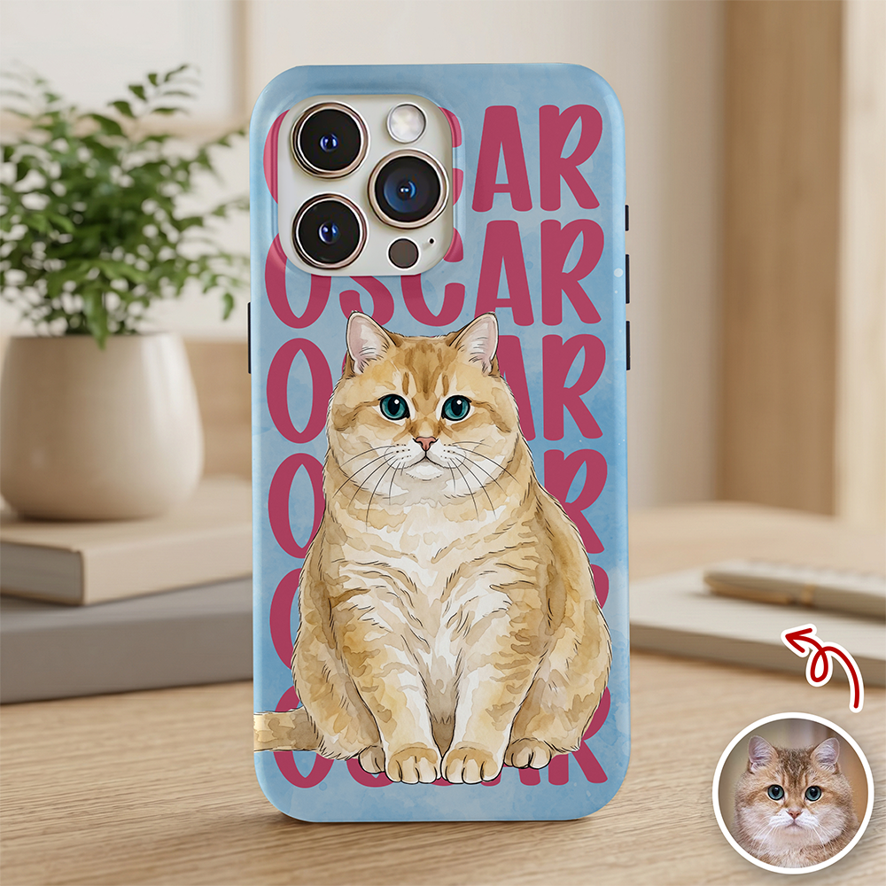 Custom Pet Portrait & Name Watercolor Style Gift For Pet Owners Phone Case TH10 170277