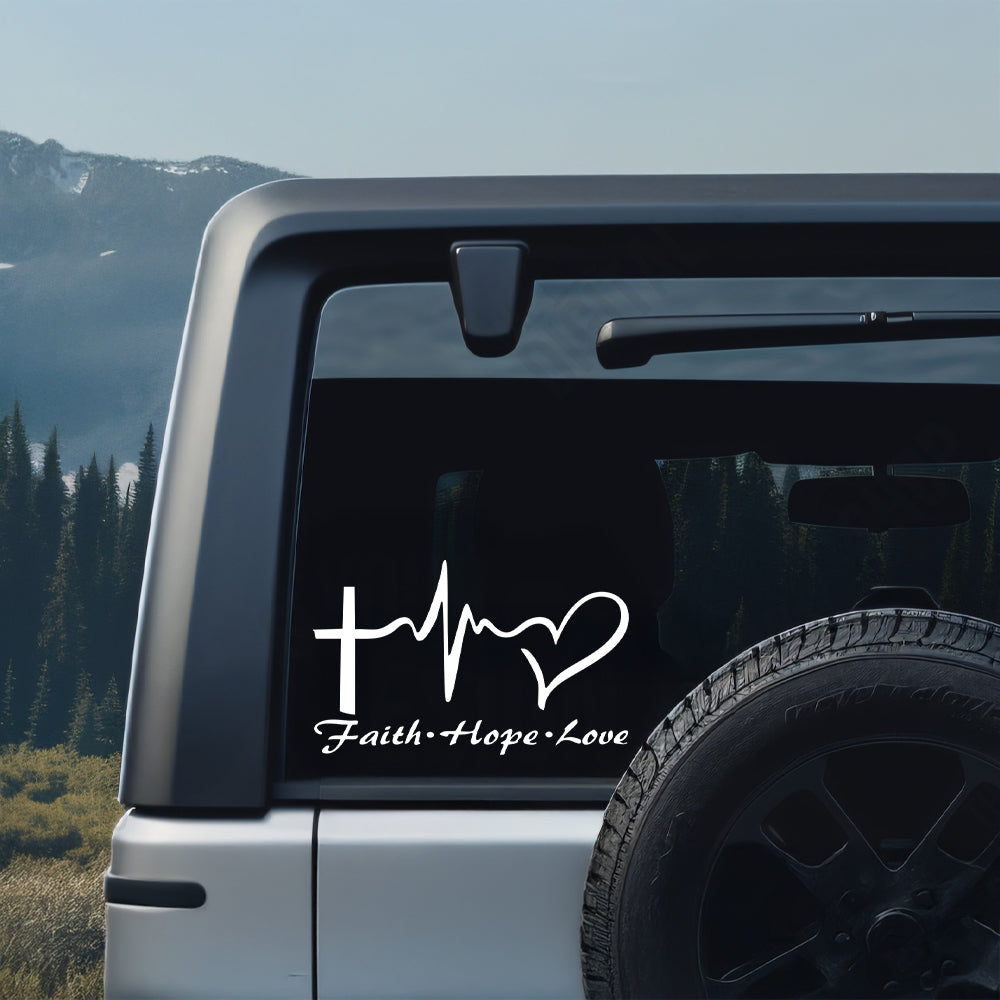 Faith Hope Love Jesus Heartbeat Car Window Decal Sticker LM32 897457