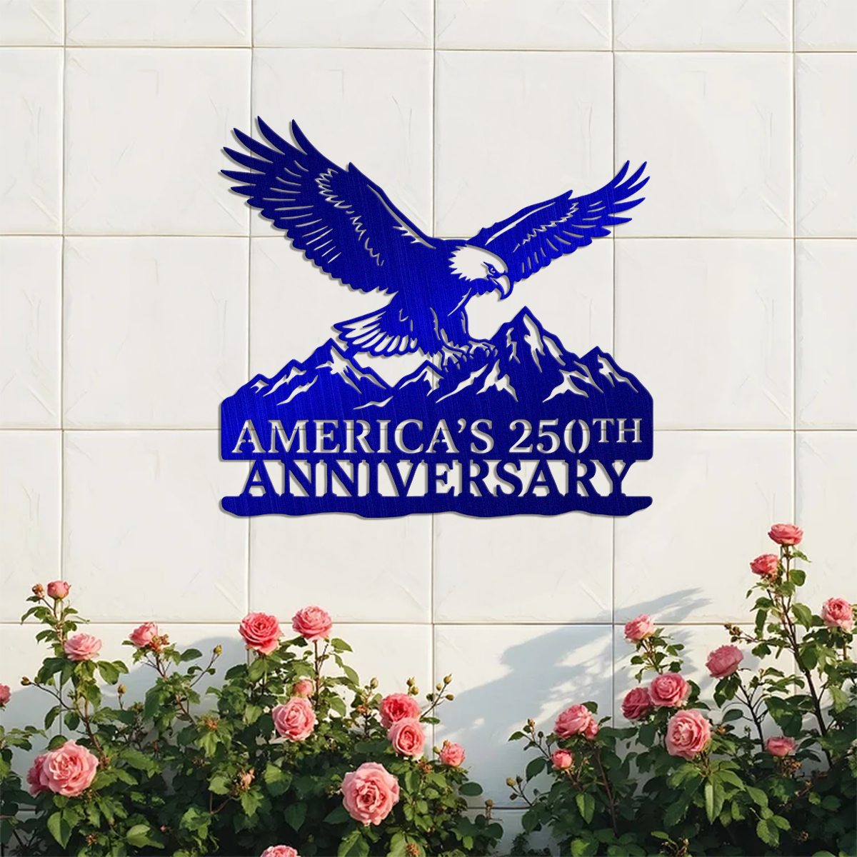 America’s 250th Anniversary Metal Sign, Patriotic Eagle and Mountain Silhouette, USA Semiquincentennial Wall Decor HO82 901148