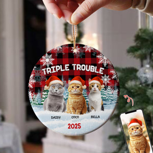Custom Dog And Cat Photo Double Trouble Ceramic Ornament Gift For Dog Cat Lover HO82 894644