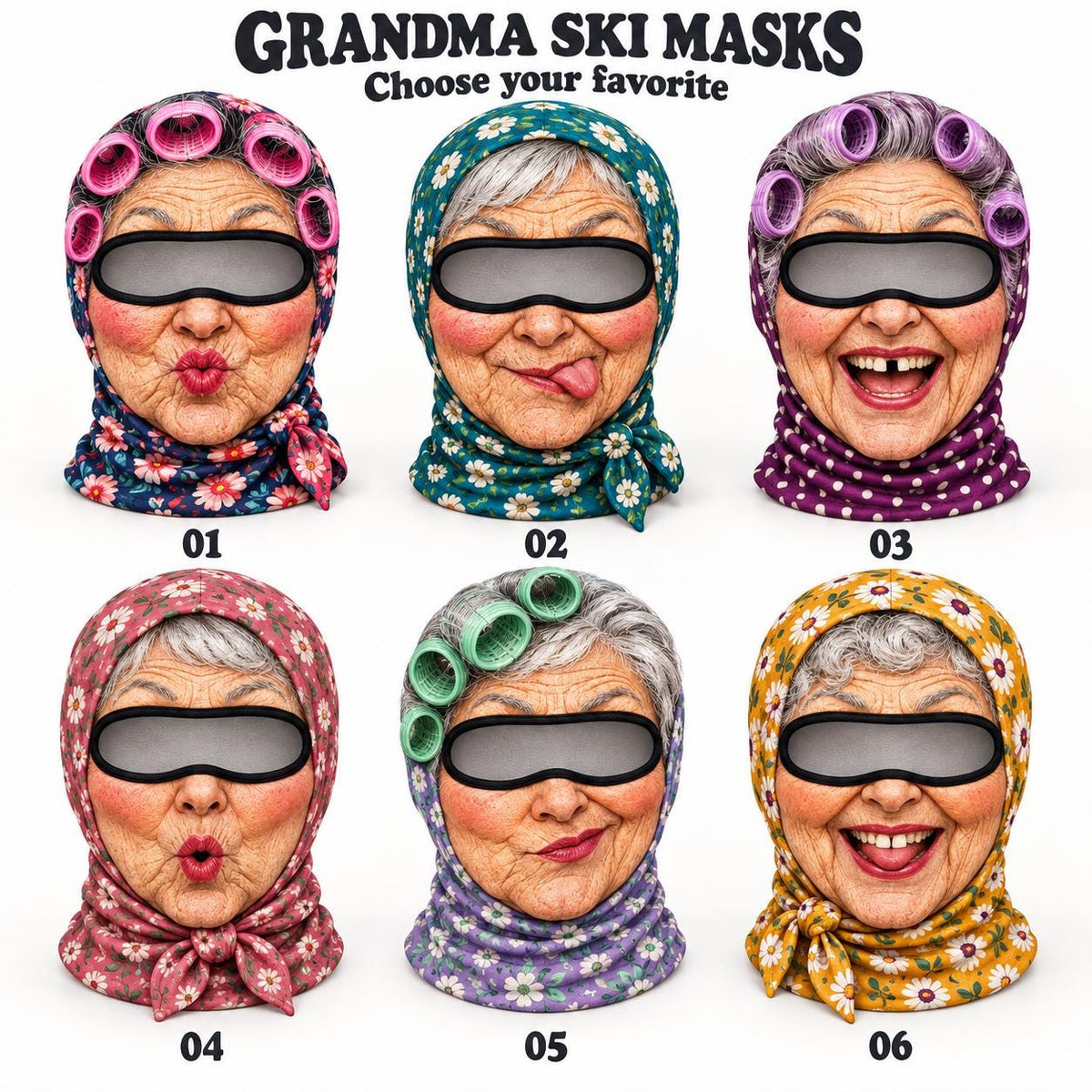 Funny Grandma Meme Face Ski Mask, Winter Mask, Novelty Skiing Gift LM32 670421
