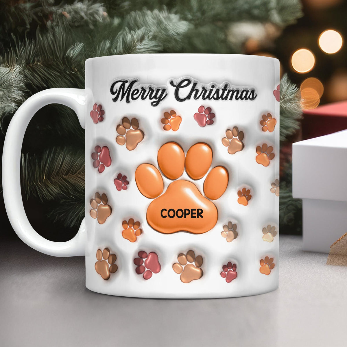 Custom Name Merry Christmas 3D Inflated Effect Mug For Dog Lover TH10 896619
