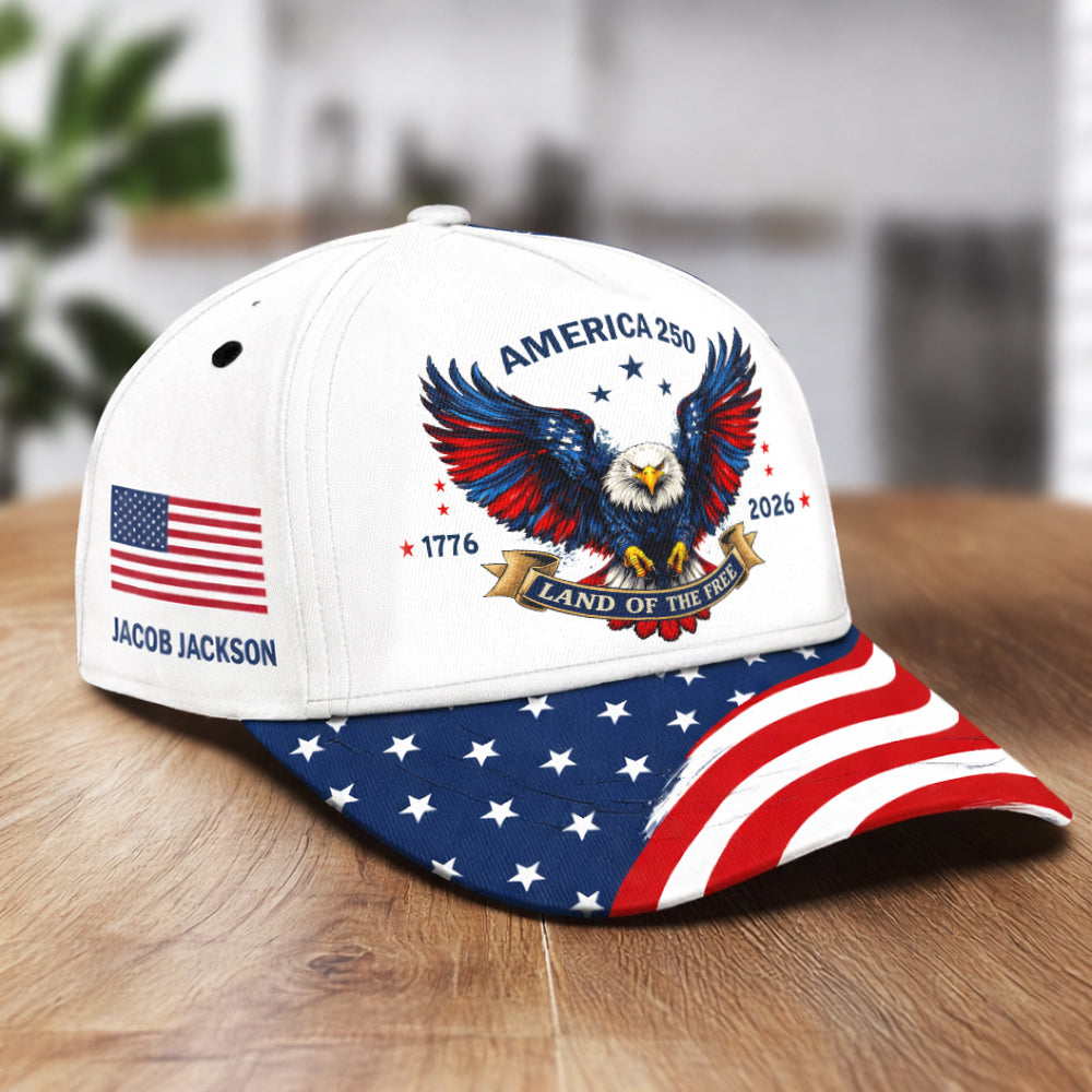 Custom Name America 250 1776-2026 Land Of Free Classic Cap HO82 902122