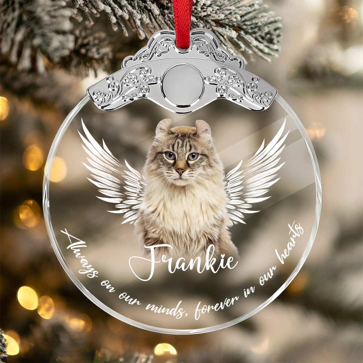 Custom Photo Not A Day Goes By Memorial Dog Cat Metal Top Glass Ornament HA75 897174