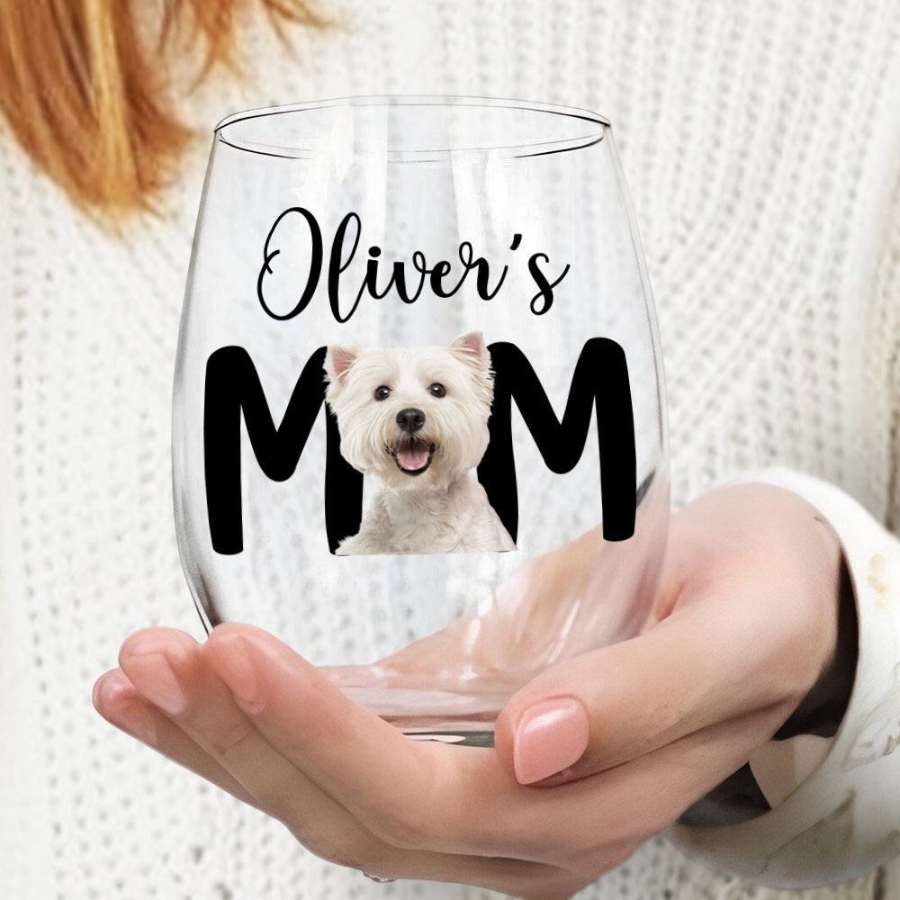 Custom Photo Dog Mom Personalized Wine Glass CH07 895522