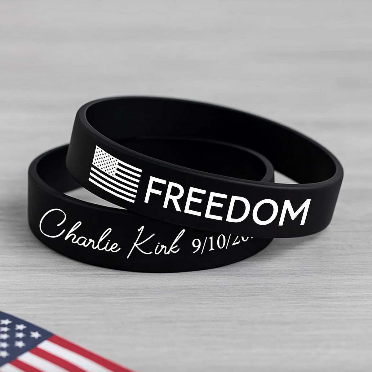 Laser Engraved Silicone Bracelet “FREEDOM”, Charlie Kirk Tribute Wristband LM32 65769