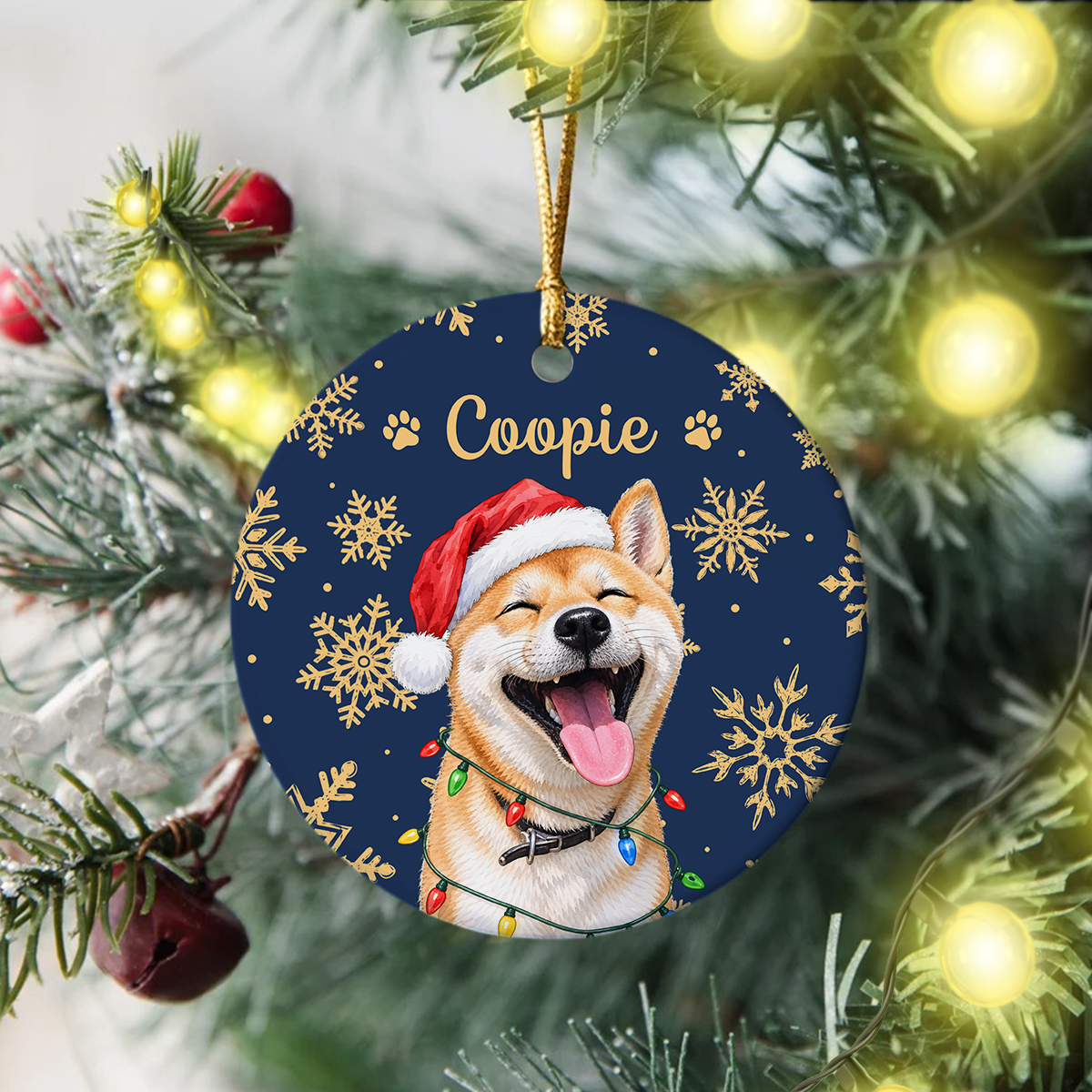 Custom Photo Dog Cat Christmas Ceramic Ornament, Personalized Pet Holiday Keepsake HA75 919276